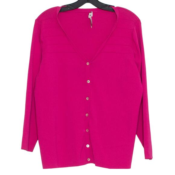 Avenue Womens Cardigan Sweater Mother Of Pearl Button Up Barbie Pink 14/16 LC - Picture 1 of 8